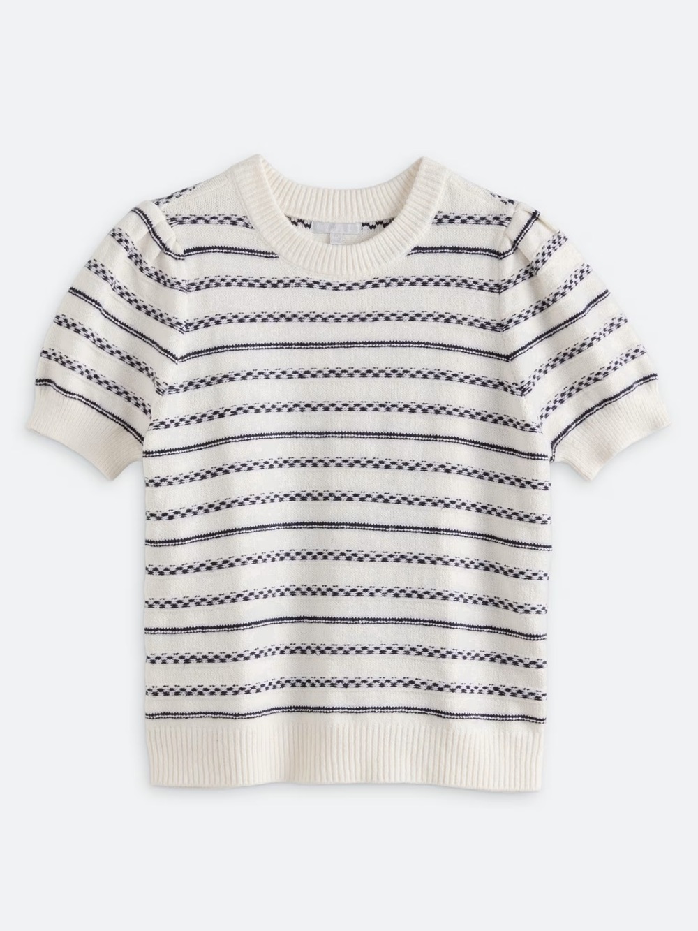 Design History White & Navy Striped Knit Top